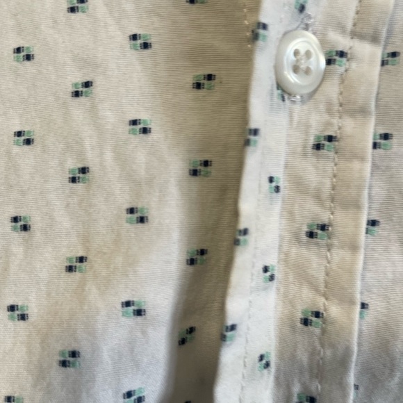 Old Navy White w Stitched Print Long Sleeve Button  Up Shirt - Picture 6 of 9